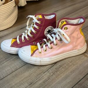Women’s custom color block hightop converse